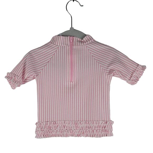 Ruffle Butts Pink Searsucker Top Bottoms Baby Swim Suit UPF 50+ 6-12 months NWT - Picture 2 of 9